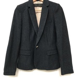 ZARA BLAZER ELBOW PAD NAVY BLACK COMBO S